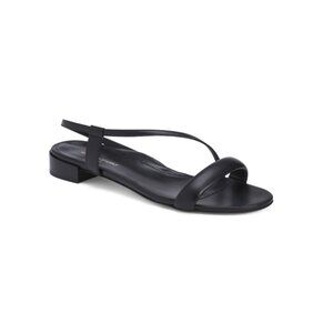 MARION PARKE Black Made In Italy Leather Jenna Flat Sandals